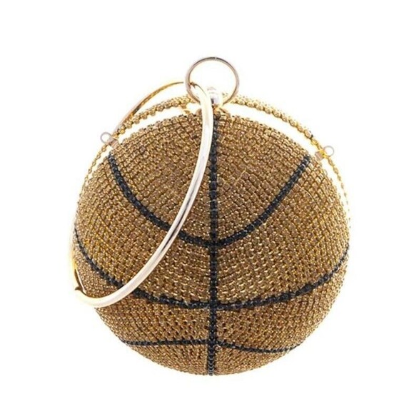 Roomy Sparkly Rhinestone Basketball Crossbody Bag - Picture 1 of 12